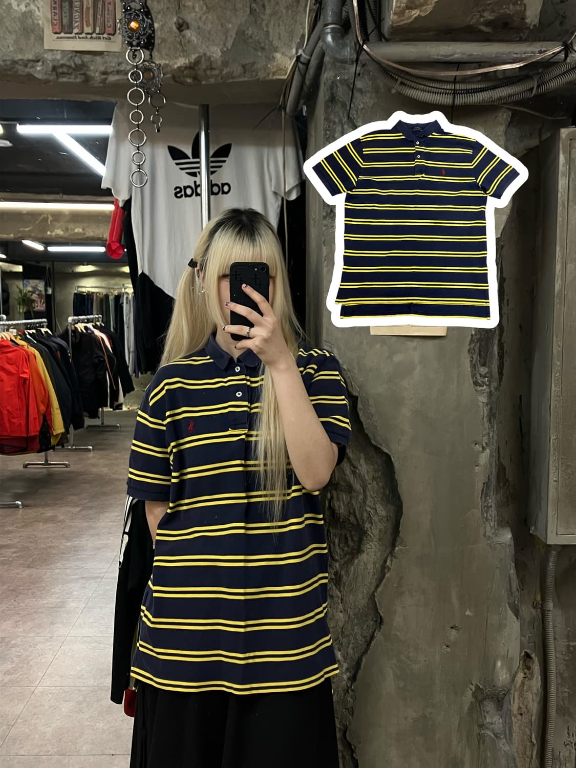 폴로 랄프로렌 스트라이프 카라 티셔츠 네이비 L  #csz2119  상품이미지1