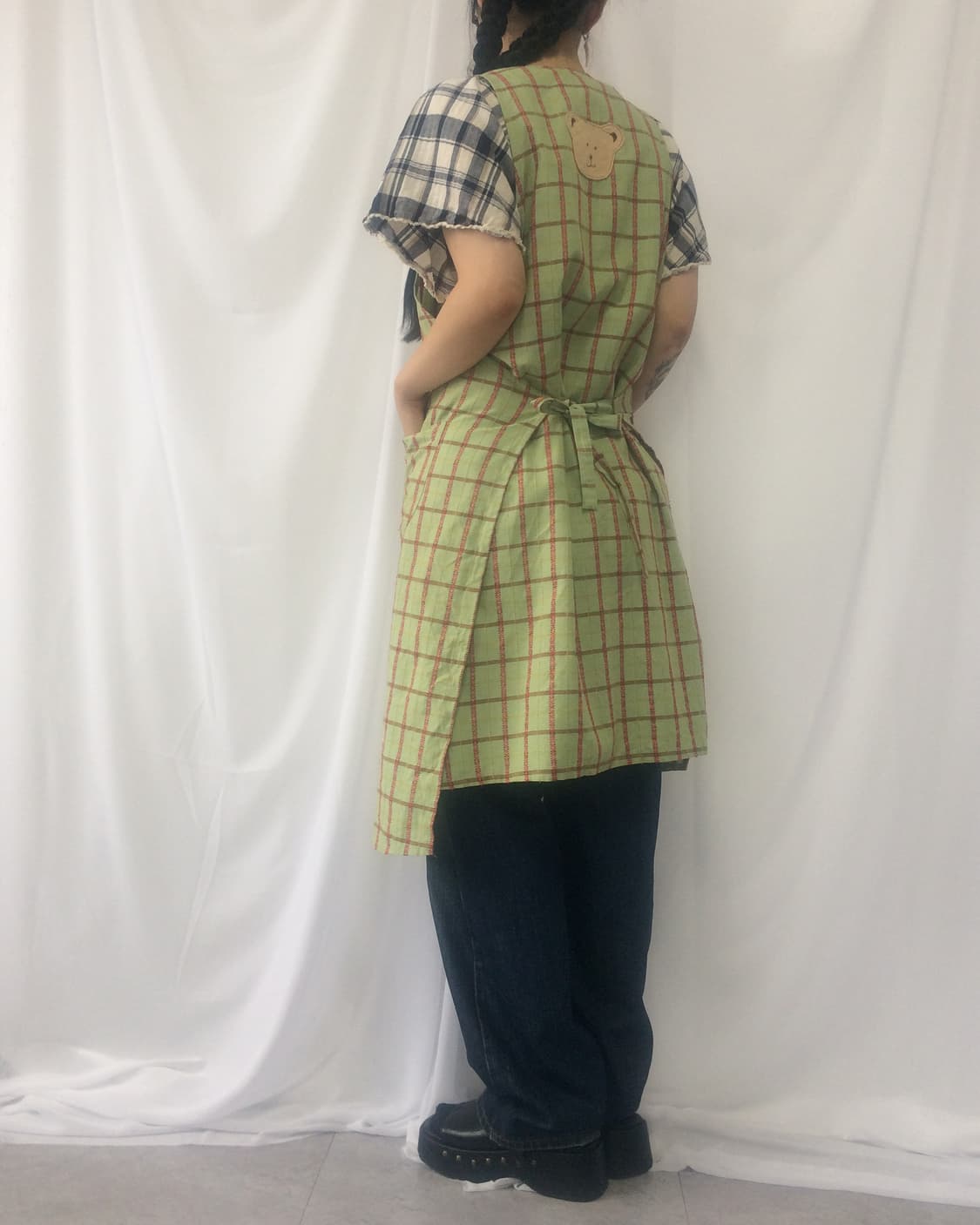 Bear check pattern apron 상품이미지7