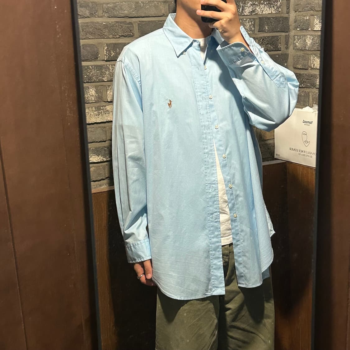 XXL) 폴로 랄프로렌 클래식 하늘색 옥스포드 셔츠 상품이미지8