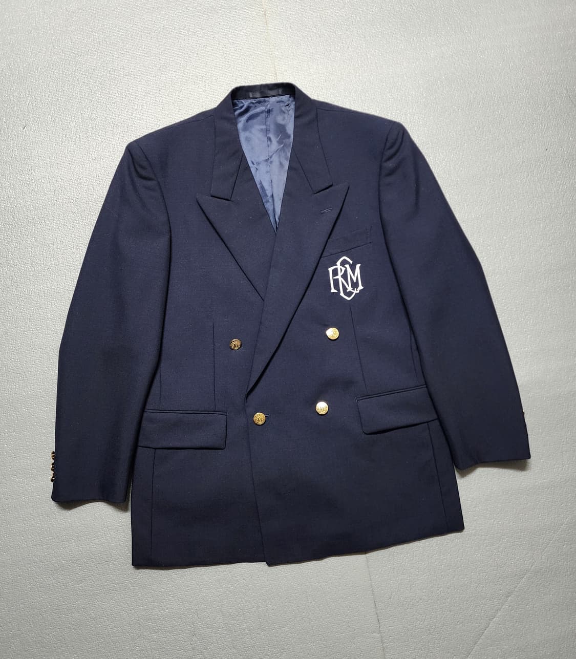 일본빈티지 네이비 더블 브레스트 엠블럼 금장 자켓 상품이미지1