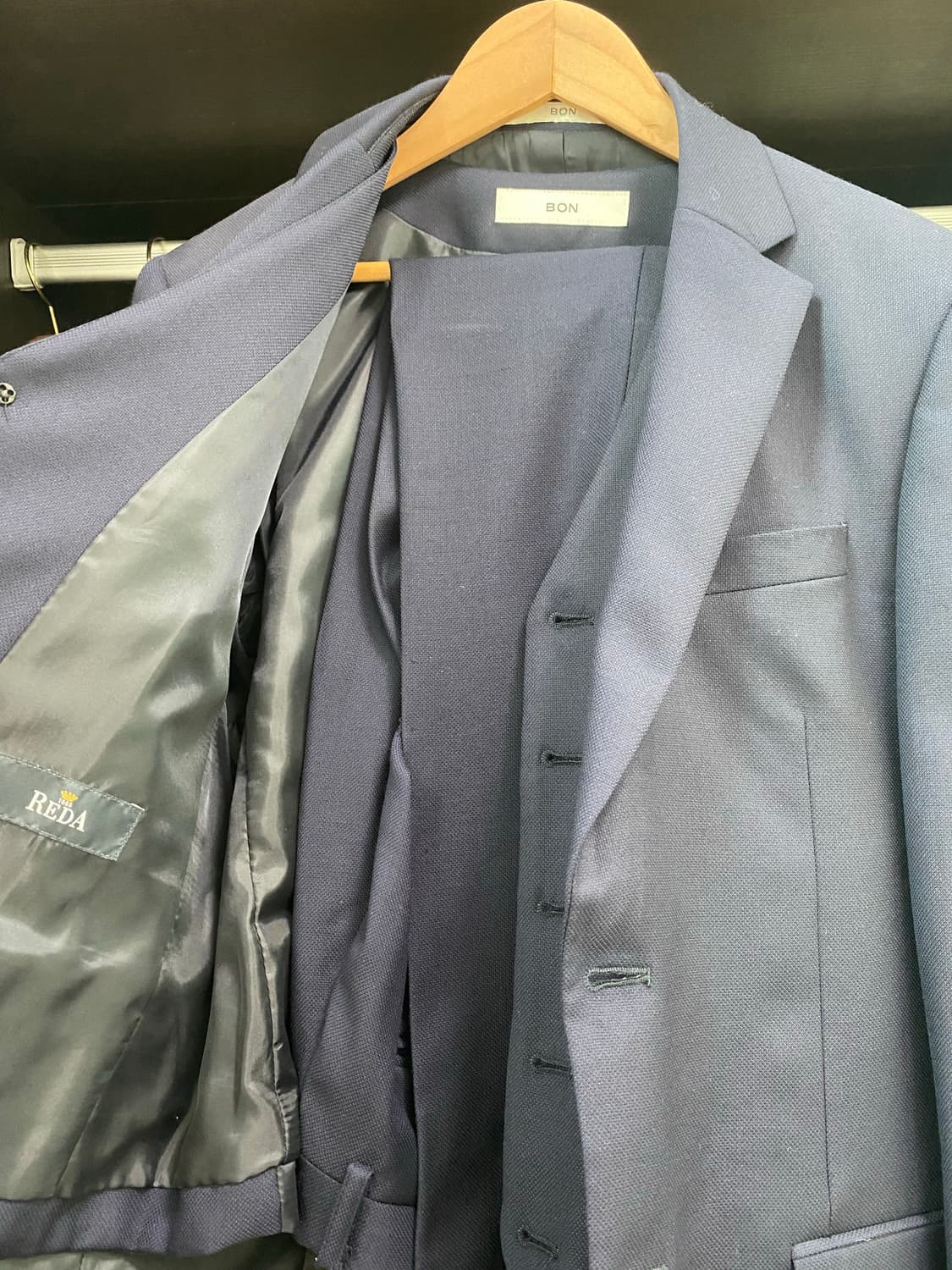 [판매] BON REDA원단 네이비 쓰리피스 수트(95Size) 상품이미지3