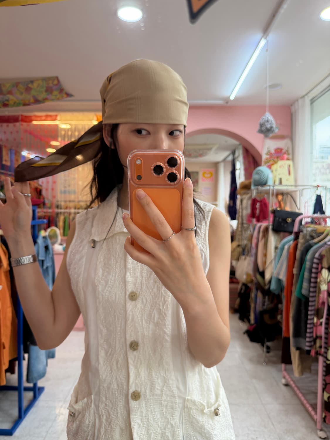 빈티지 스퀘어 패턴 스카프 상품이미지3