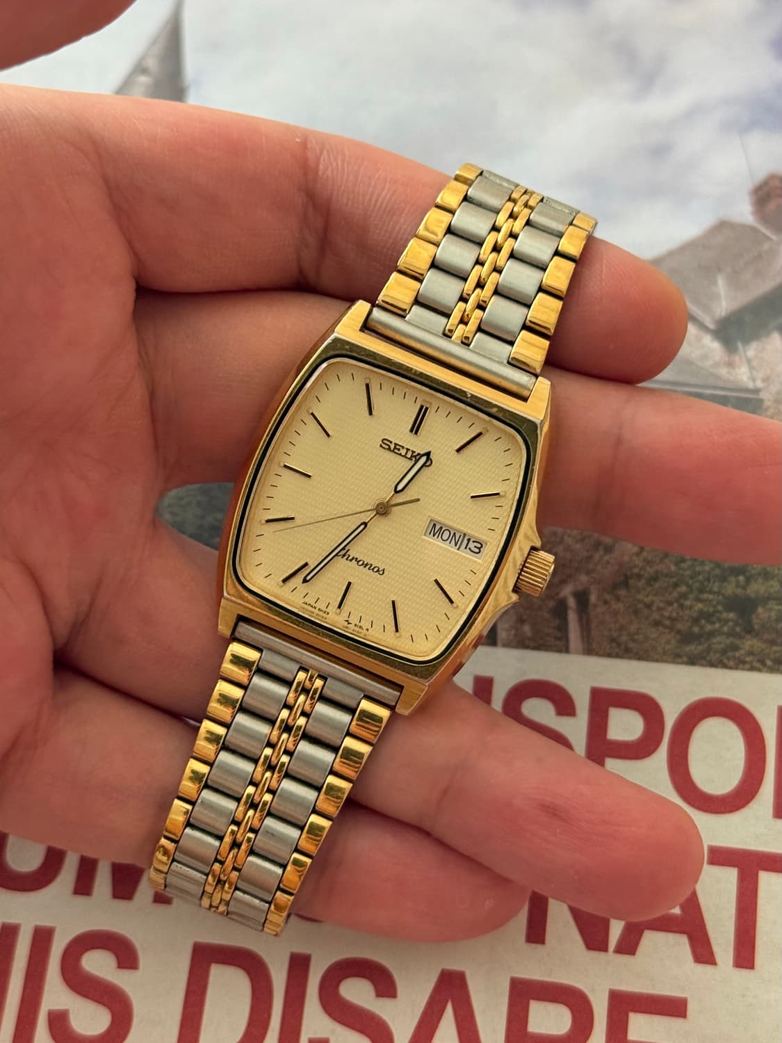 세이코 Seiko Chronos 콤비 스퀘어 쿼츠 상품이미지3
