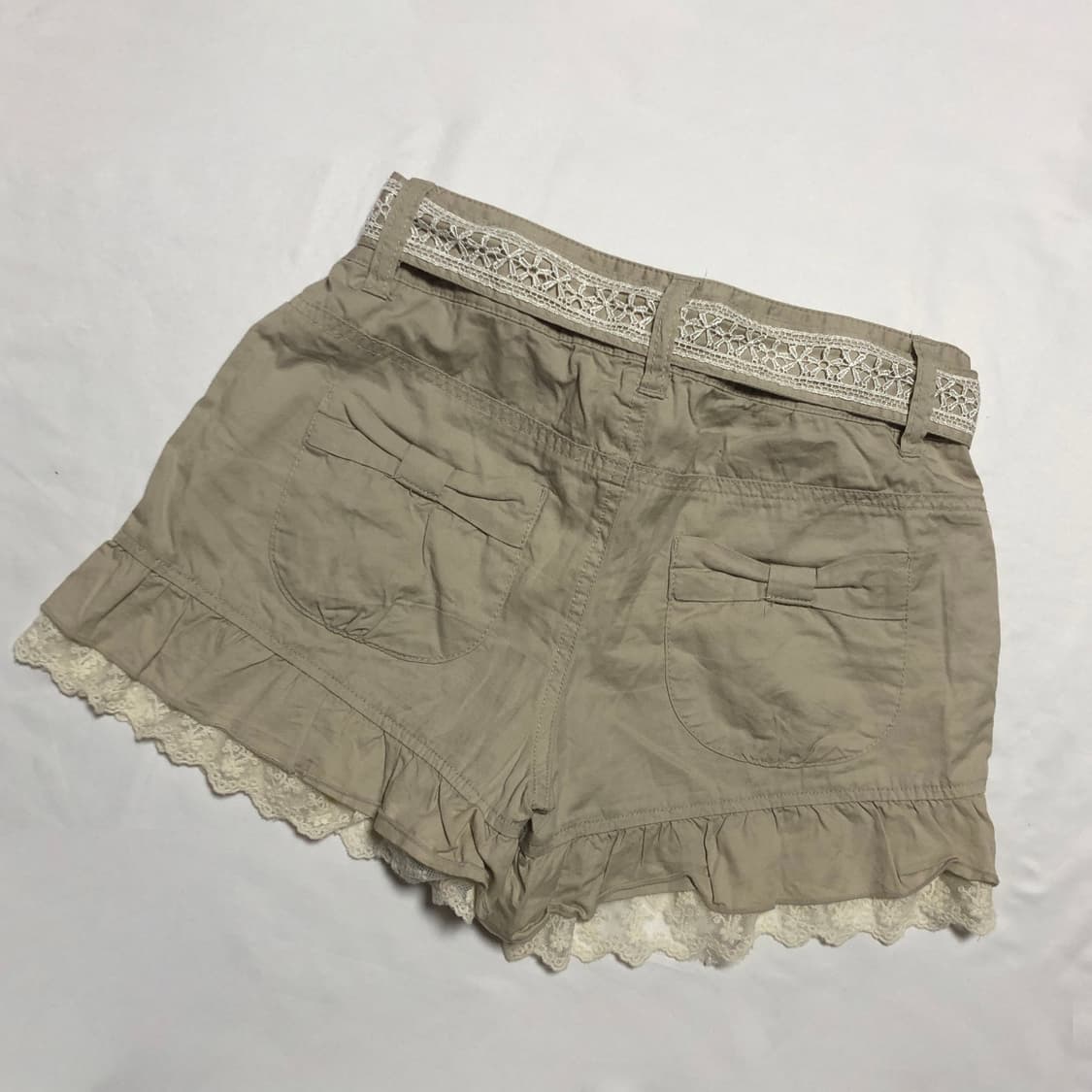 레이스 리본 벨트 반바지 베이지 상품이미지4