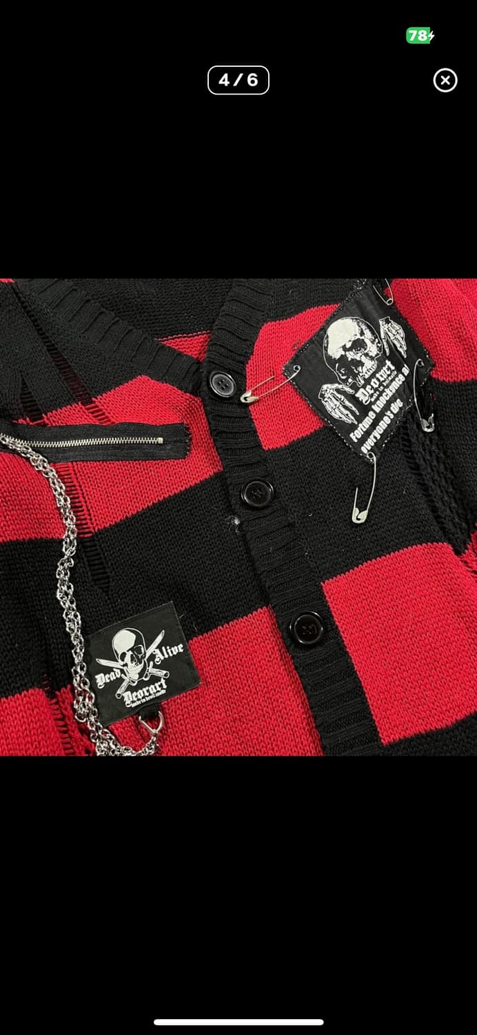 [DEORART] 디오라토 펑크 스트라이프 데미지 가 디건 상품이미지4