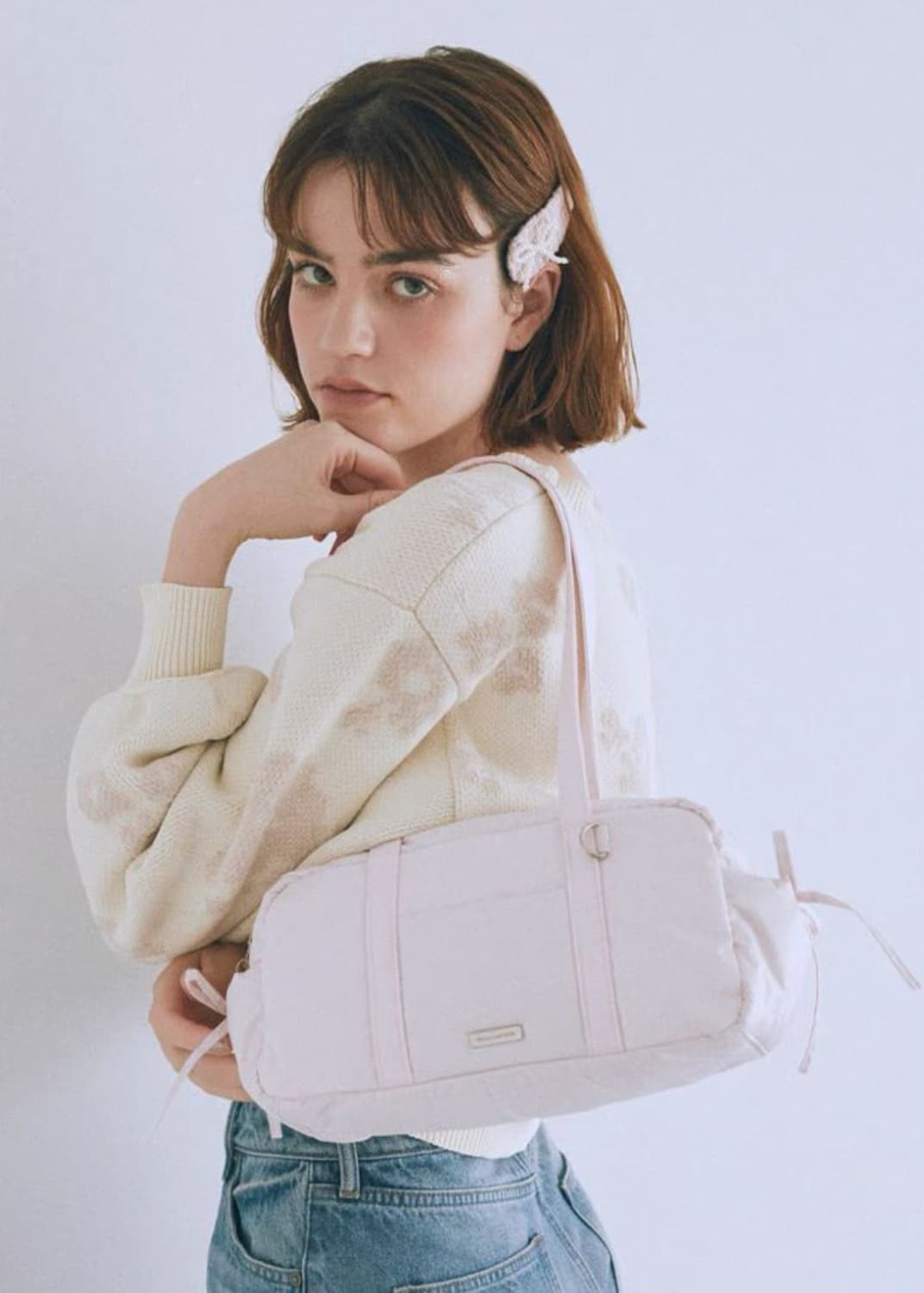 메종드플뢰르 핑크 패딩 스쿨백 상품이미지2