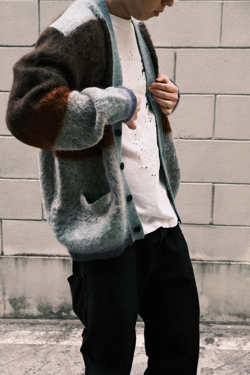 요크 YOKE 23FW 모헤어 보더 가디건 상품이미지1