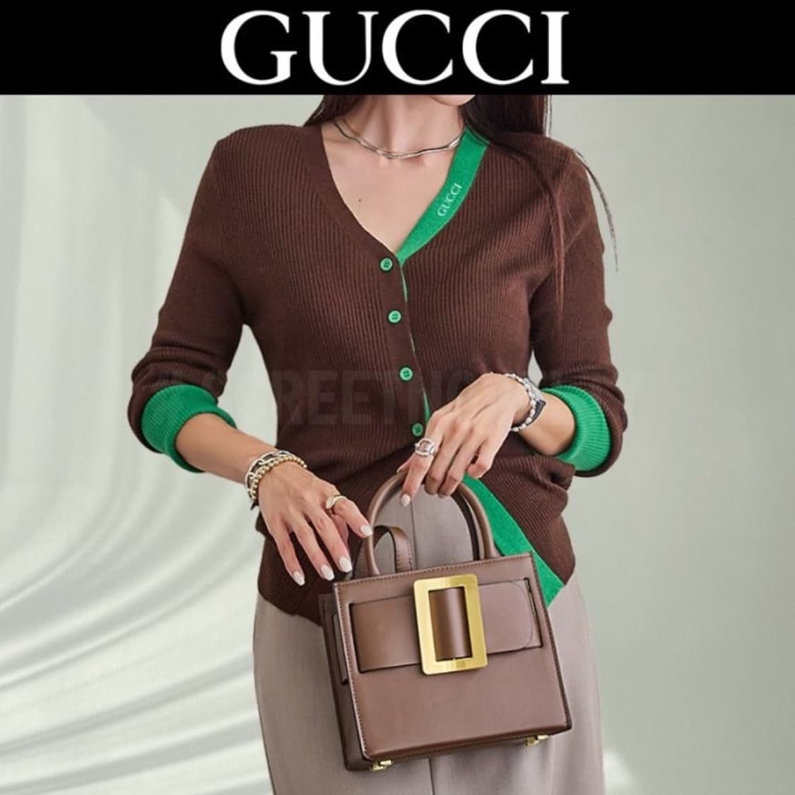 구찌 골지 이중배색가디건 상품이미지8