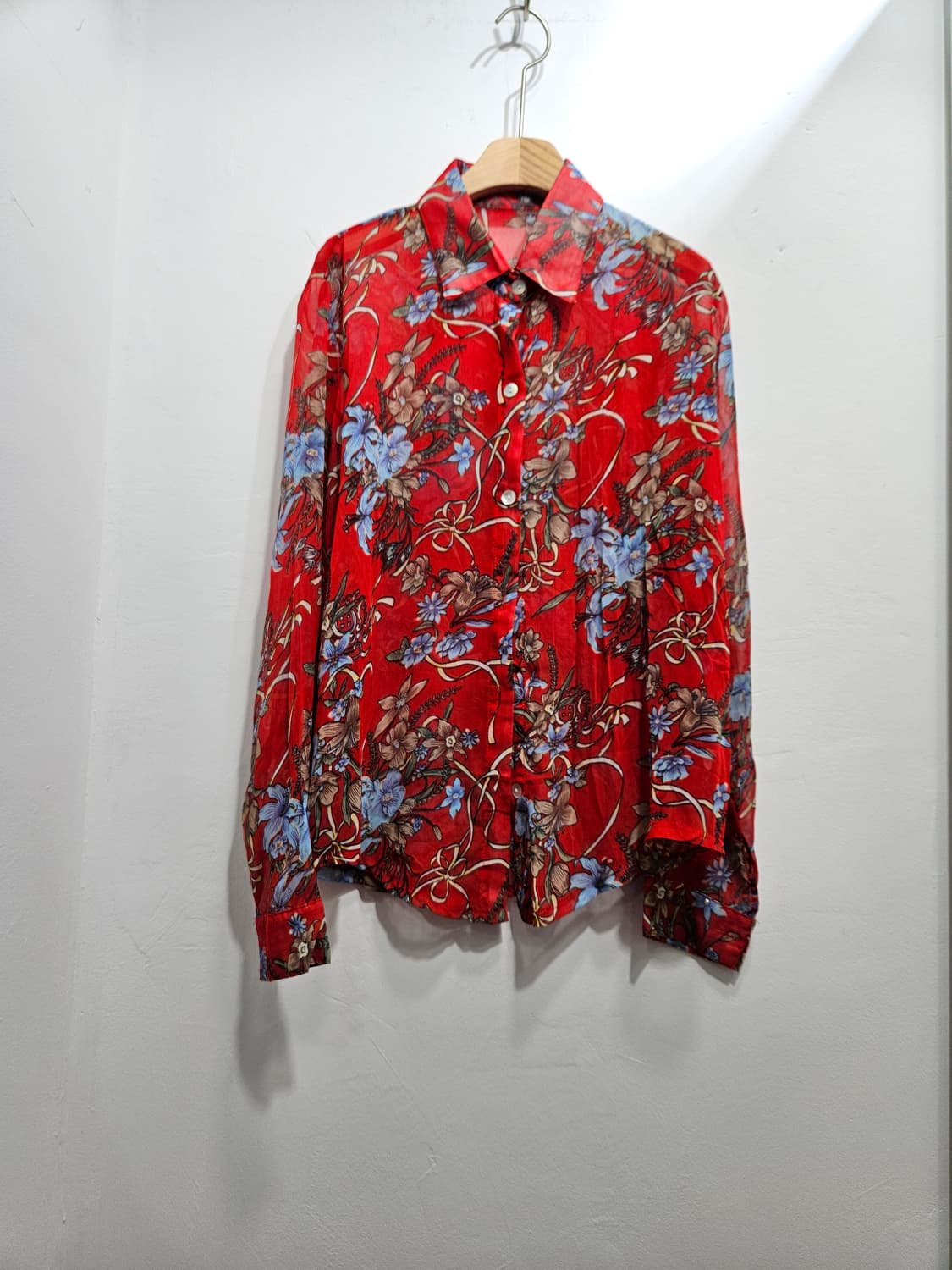 꽃무늬 시스루 셔츠 블라우스  상품이미지1