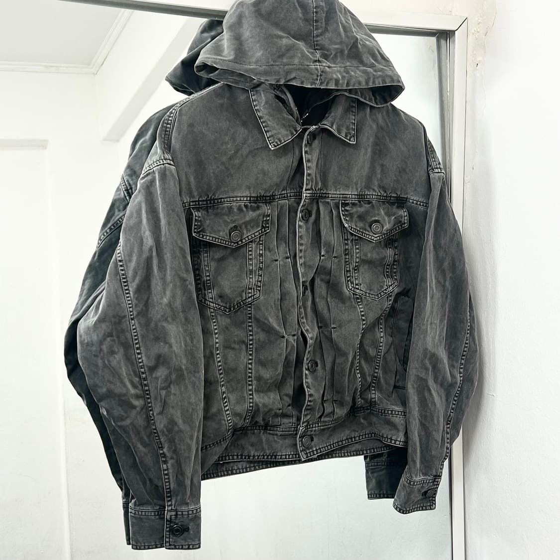 준지 22FW 3웨이 레이어드 흑청 후드 데님 자켓 상품이미지6