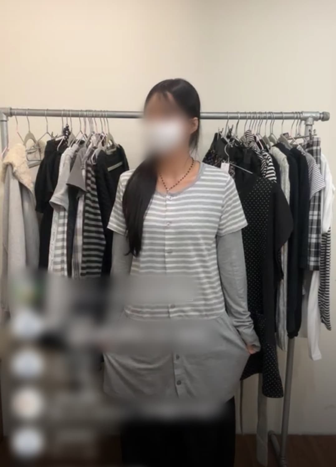 그레이 스트라이프 원피스 세트 상품이미지5