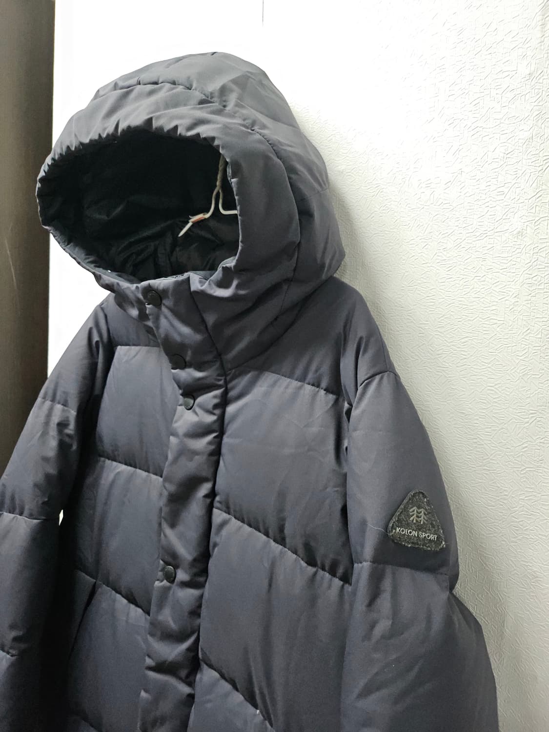 코오롱 구스 후드 롱 패딩 그레이 90 상품이미지2