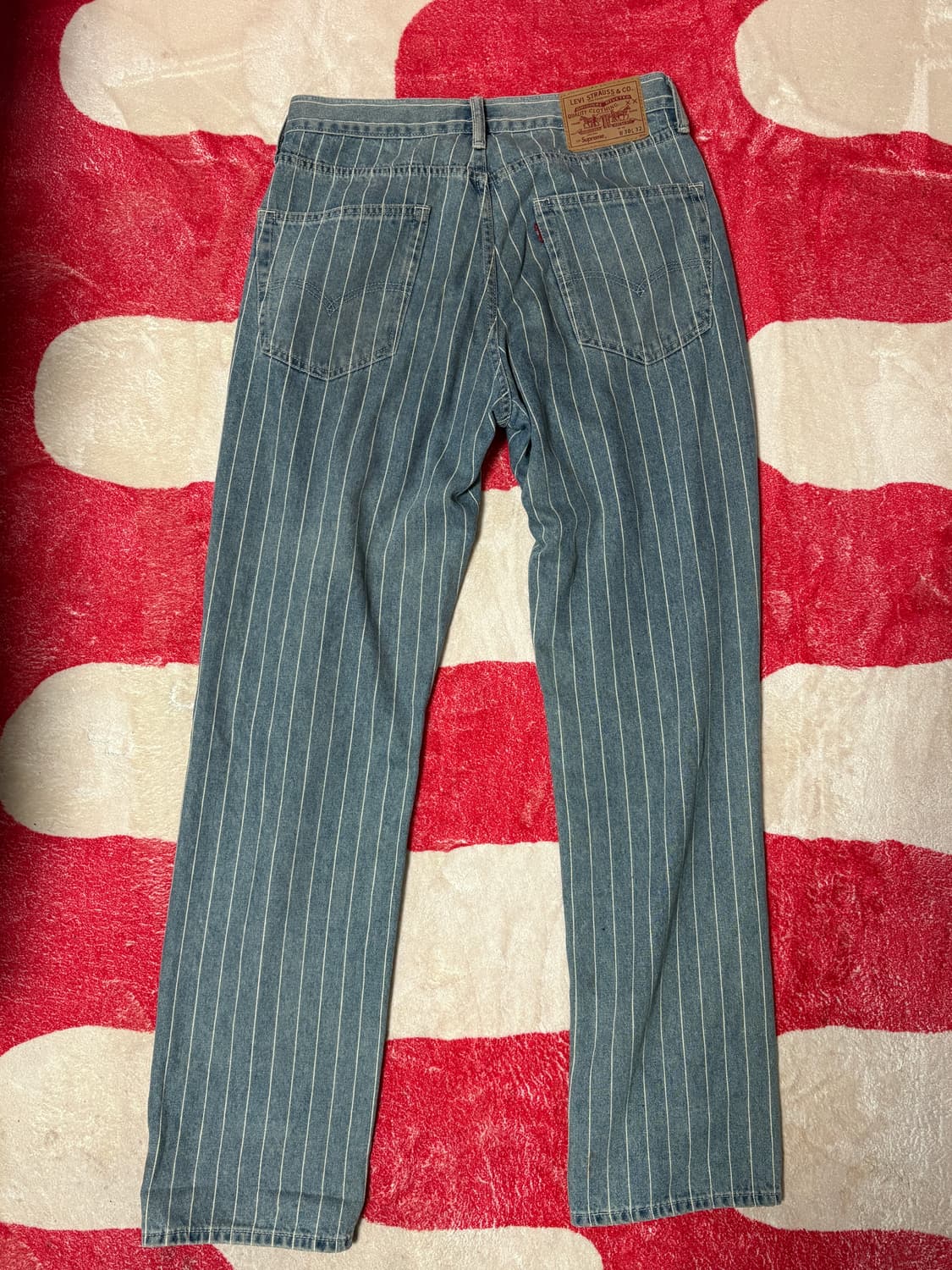 [30] 슈프림 리바이스 18ss 핀스트라이프 550 블루 상품이미지2