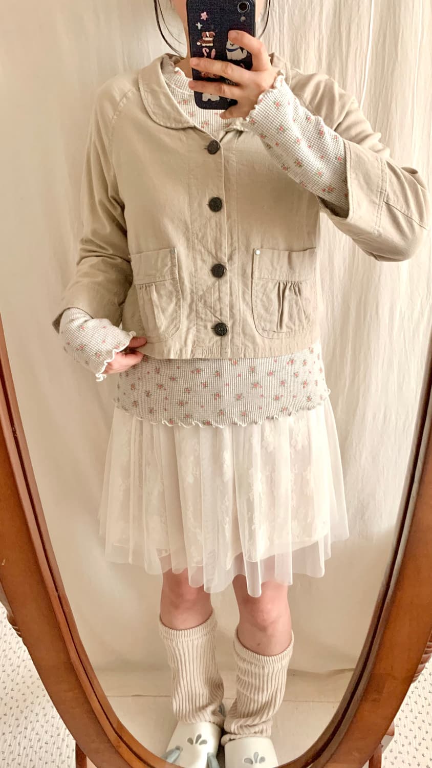 모리 둥근카라 린넨 자켓 상품이미지5