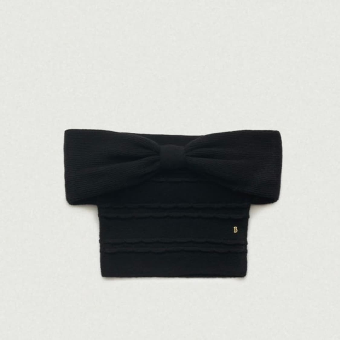 더바넷 블랙 리본 오프숄더 니트 탑 상품이미지1