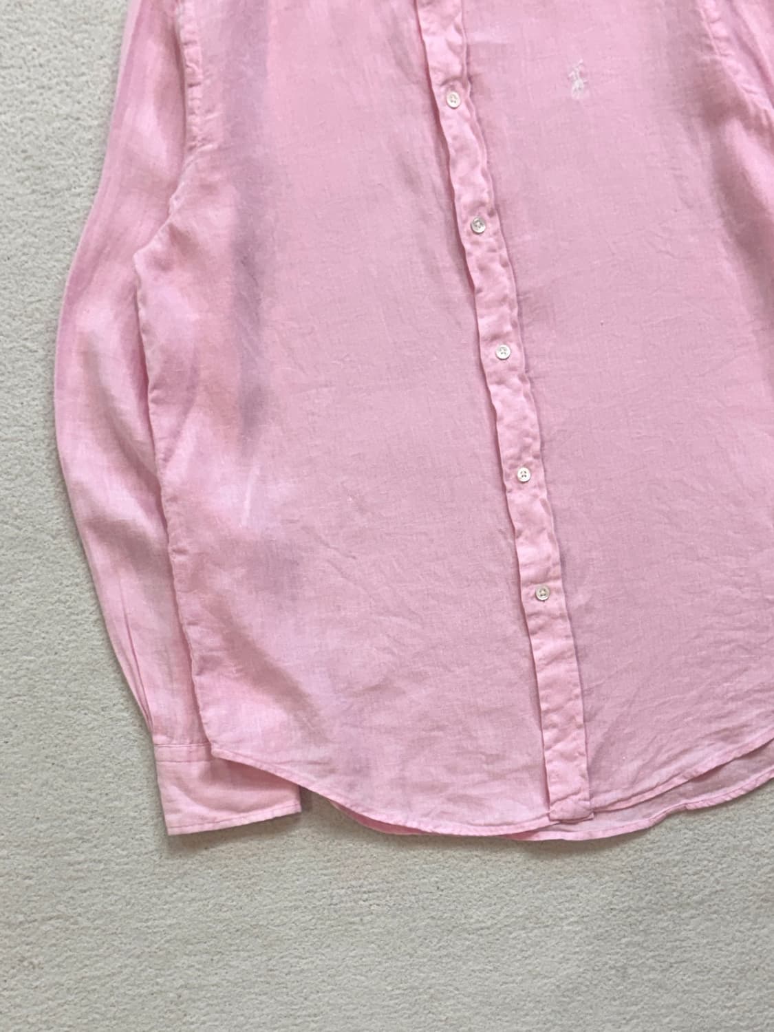 QR 폴로 연핑크 린넨 셔츠 상품이미지3