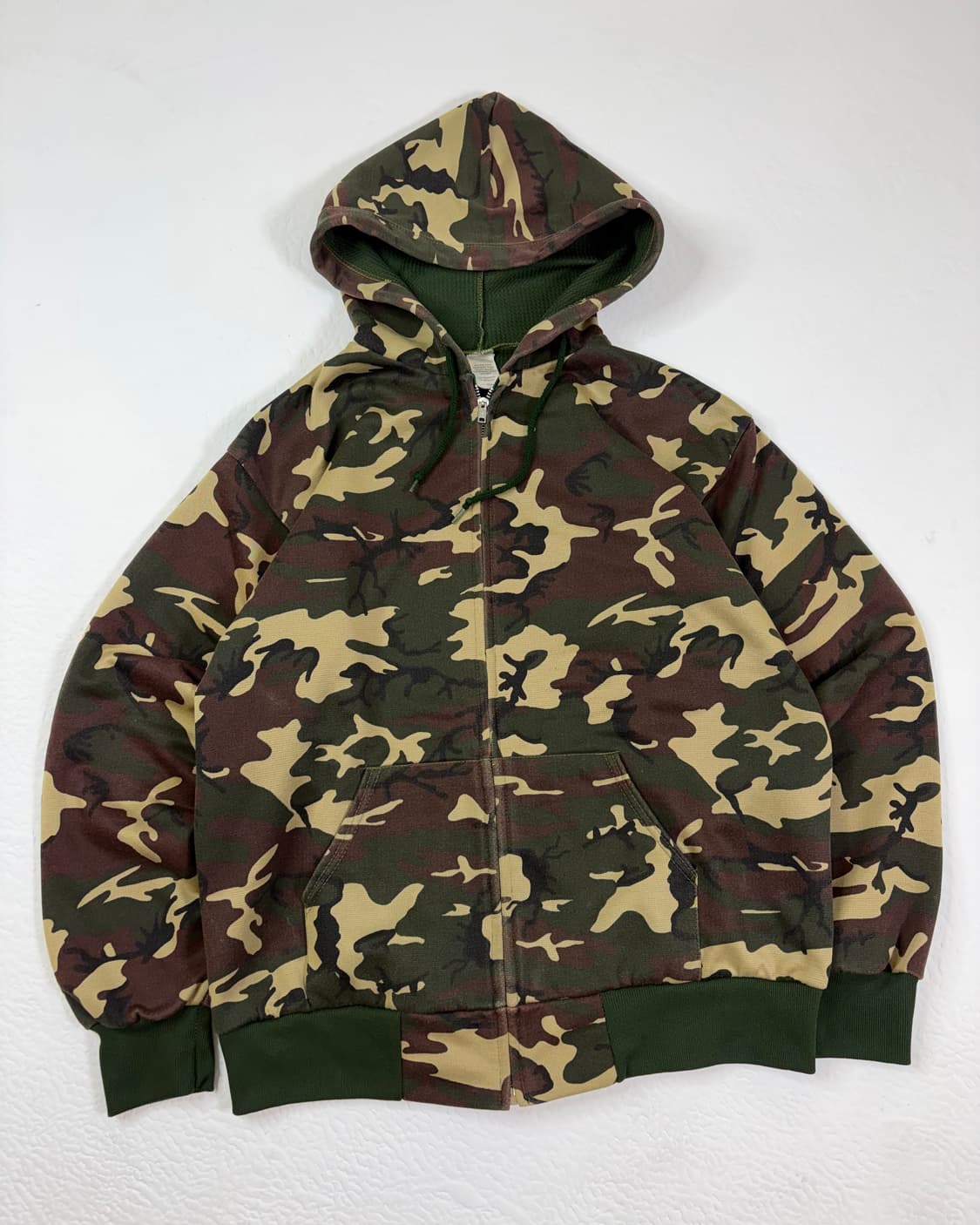 90s Woodland Camo Thermal Zip Up Hoodie 상품이미지1