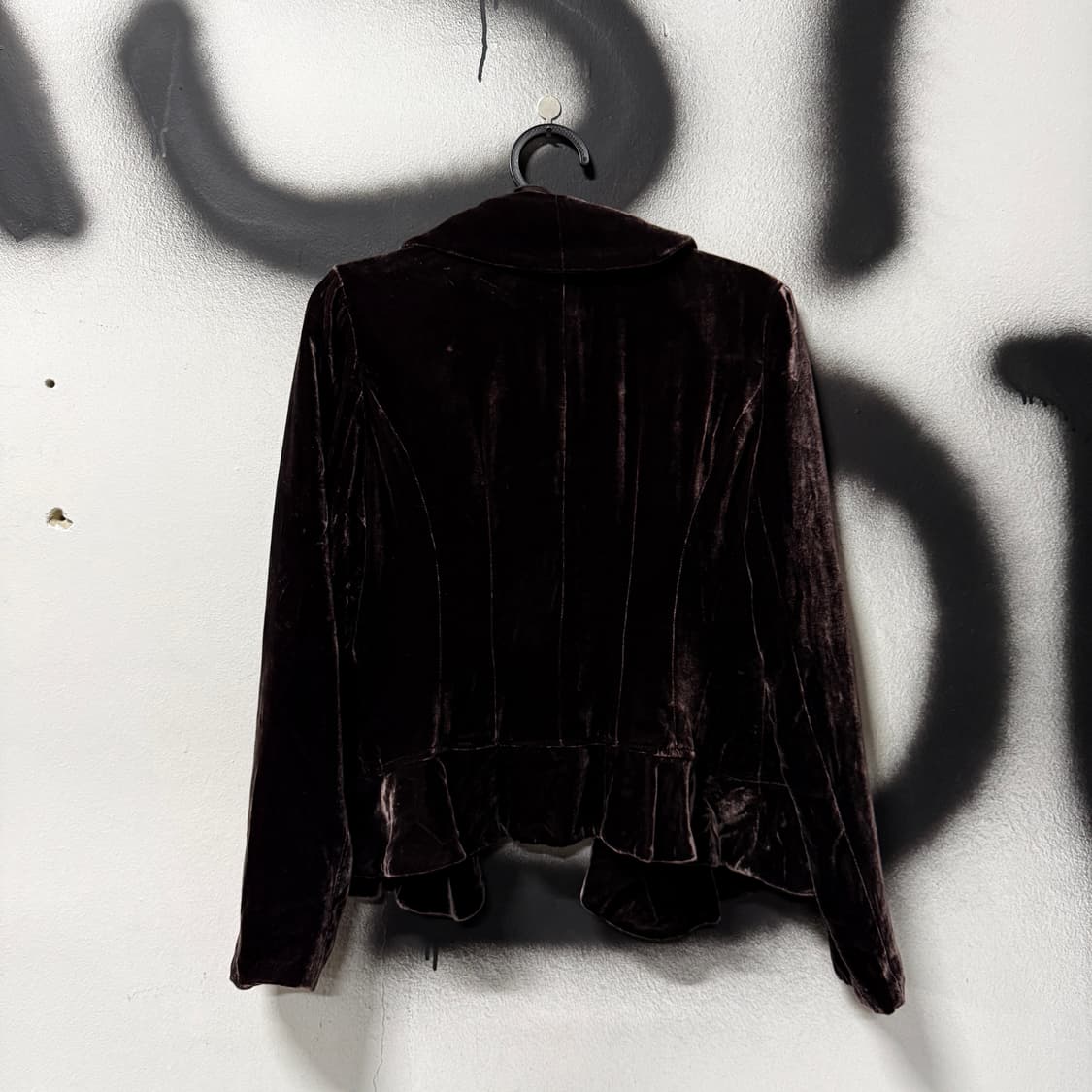 VTG 빈티지 프릴 디테일 다크 브라운 벨벳 자켓 상품이미지2