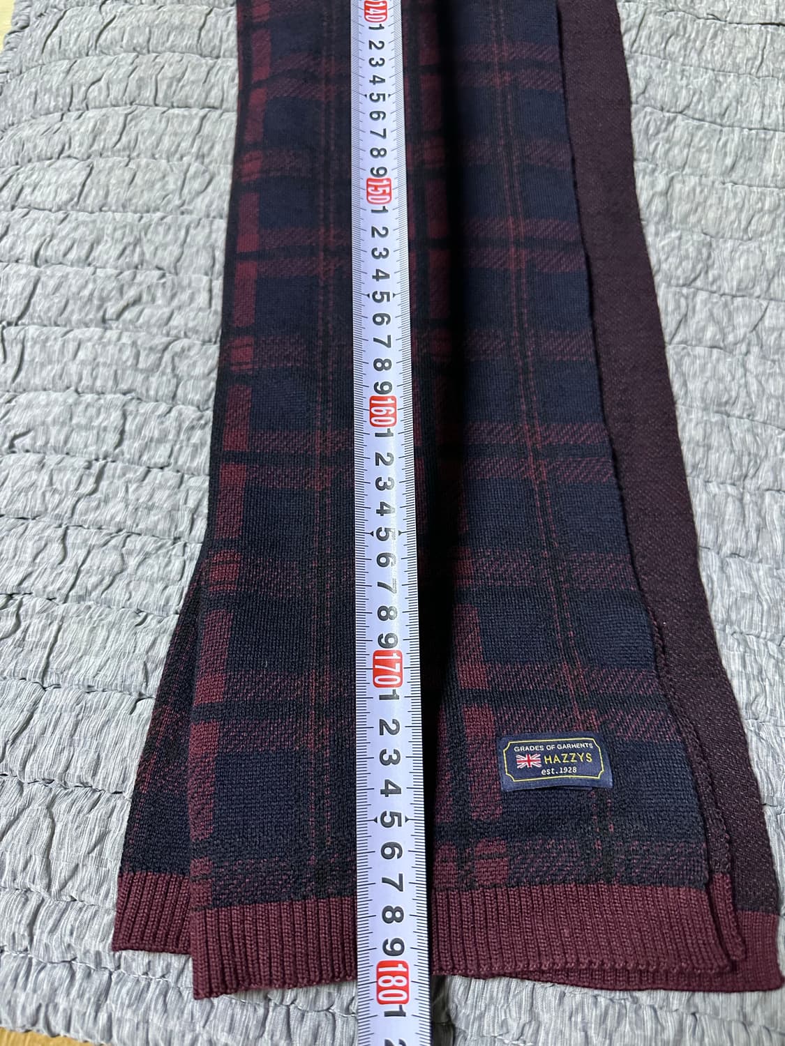 헤지스 체크 머플러 네이비 버건디 상품이미지5