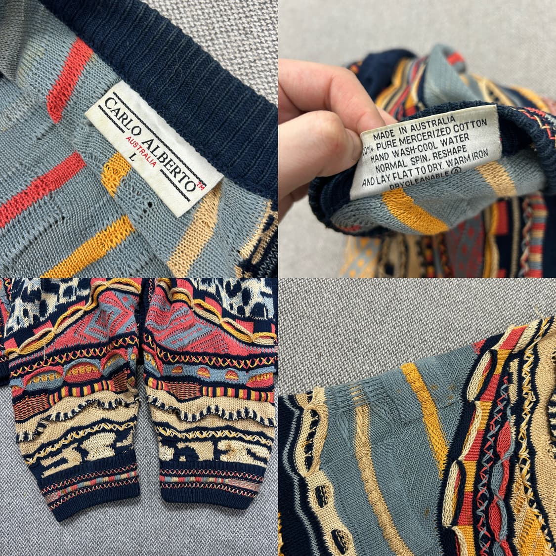 호주 빈티지 케이블 니트 가디건(L) 상품이미지2