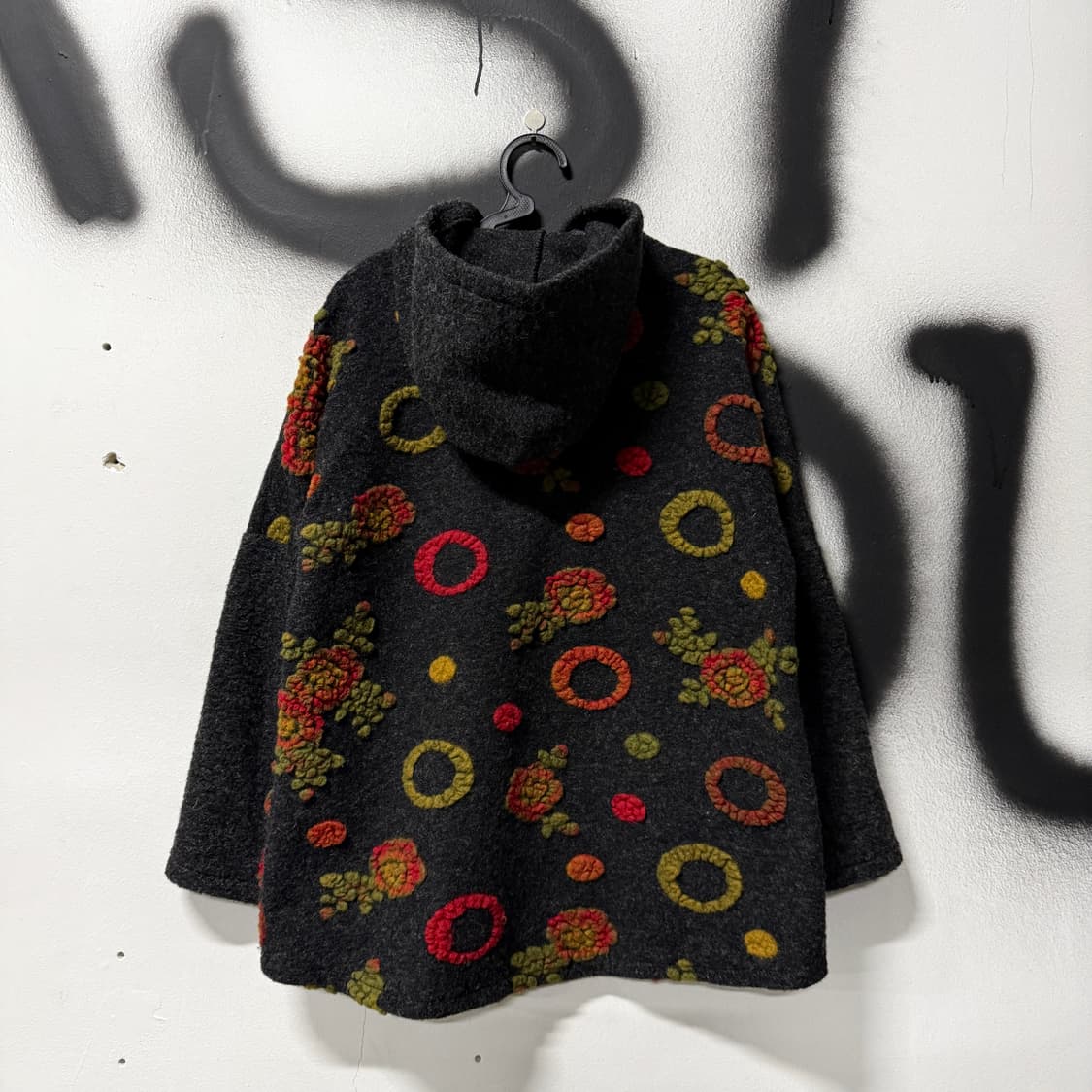 VTG 빈티지 이탈리 울 혼방 자수 디테일 후드 니트 집업 상품이미지2