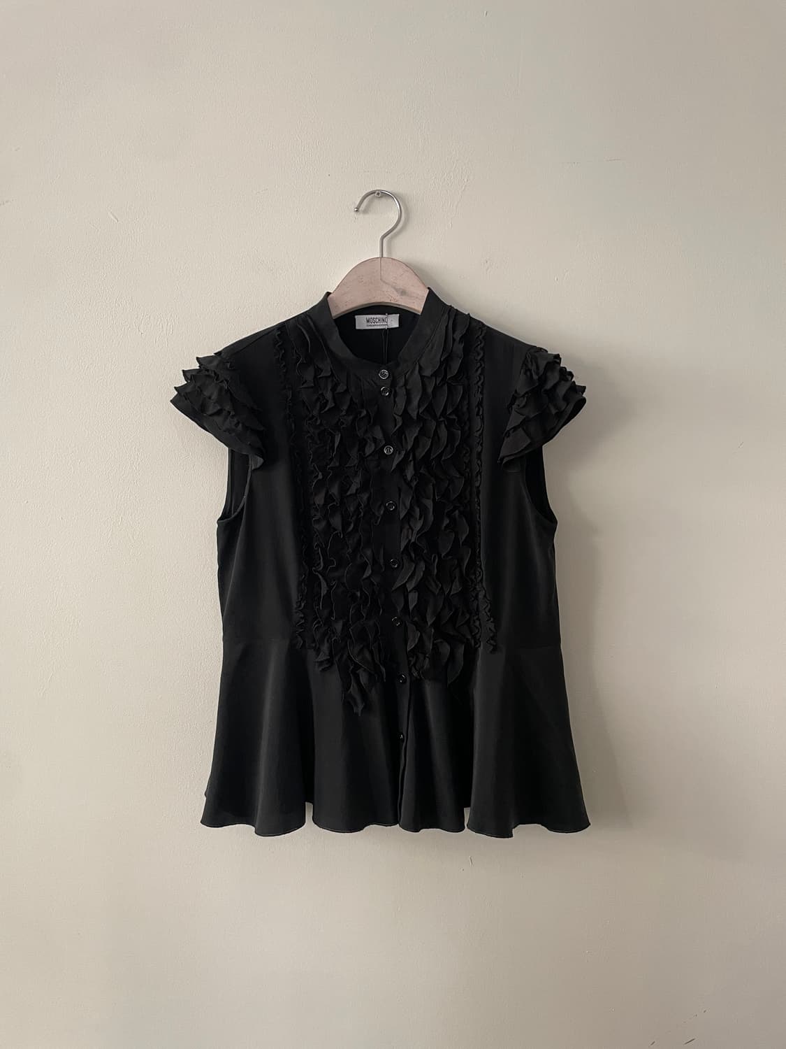 MOSCHINO frill cap sleeve silk blouse 상품이미지1