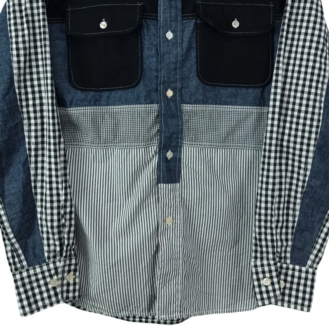 [아스페시] 멀티 체크 데님 도킹 투포켓 셔츠 M20066 상품이미지5