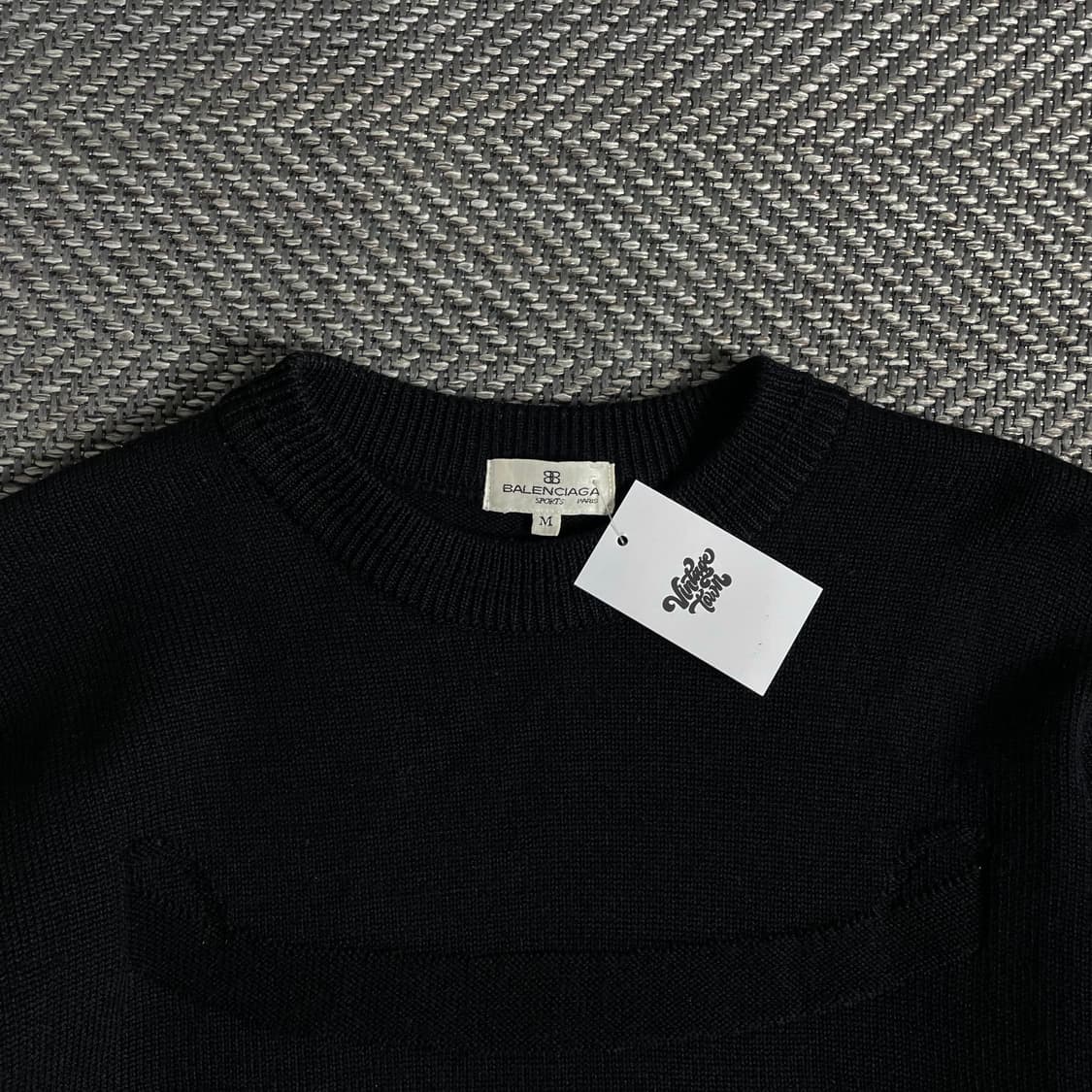 90s 발렌시아가 아카이브 빅로고 니트 블랙o 3375 상품이미지5