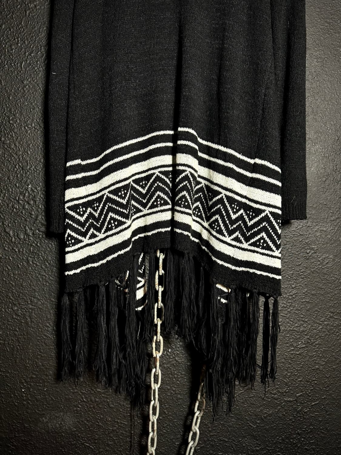 GORGE – Black Fringed Patterned Cardigan 상품이미지7