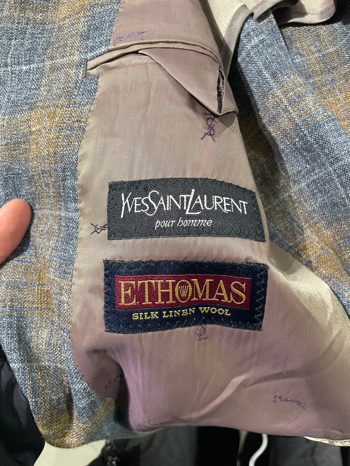 이브 생로랑 뿌르 옴므 체크 실크 린넨 2B 블레이저 상품이미지9