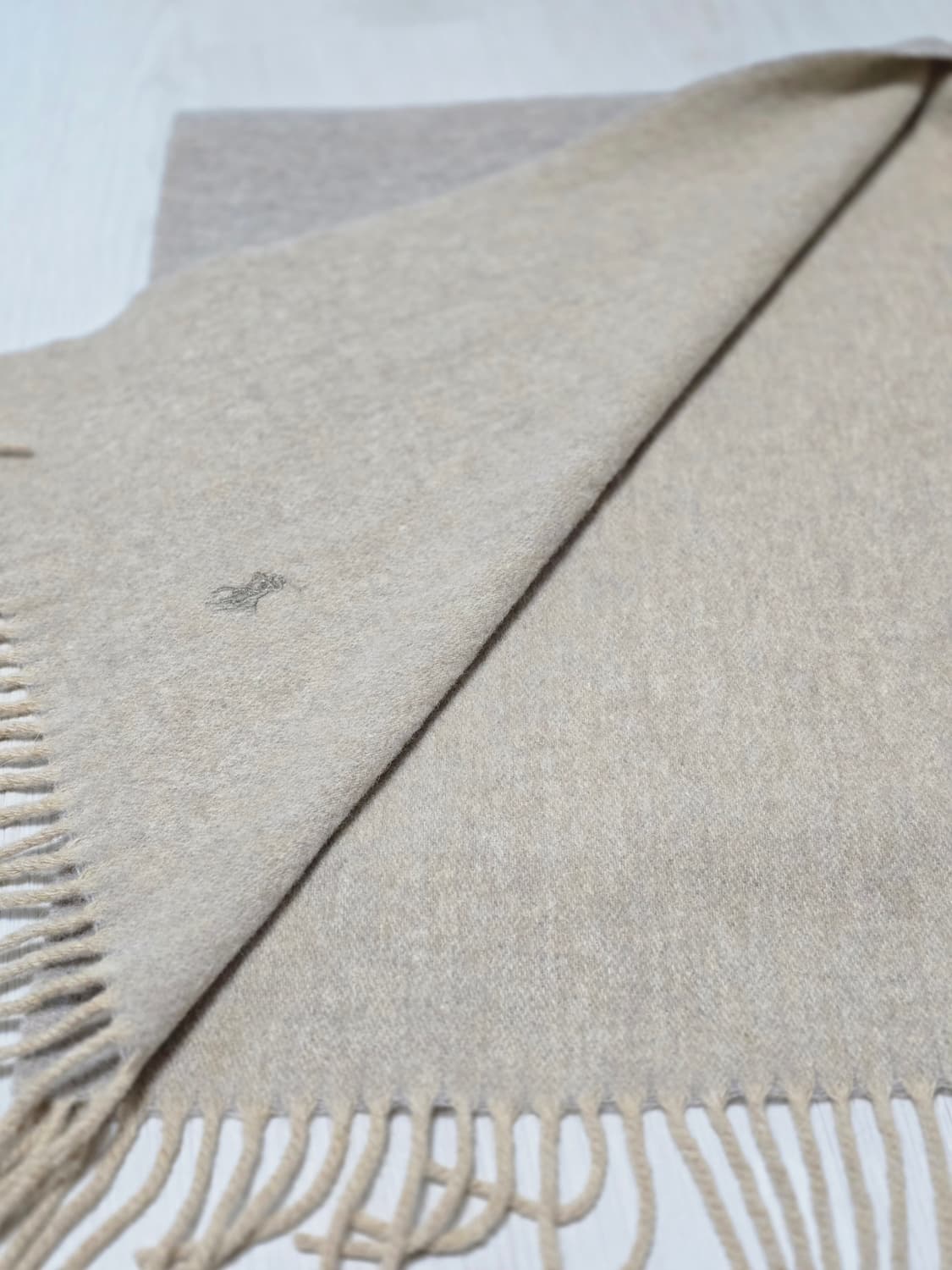 폴로 랄프로렌 베이지 배색 울100 머플러 상품이미지2