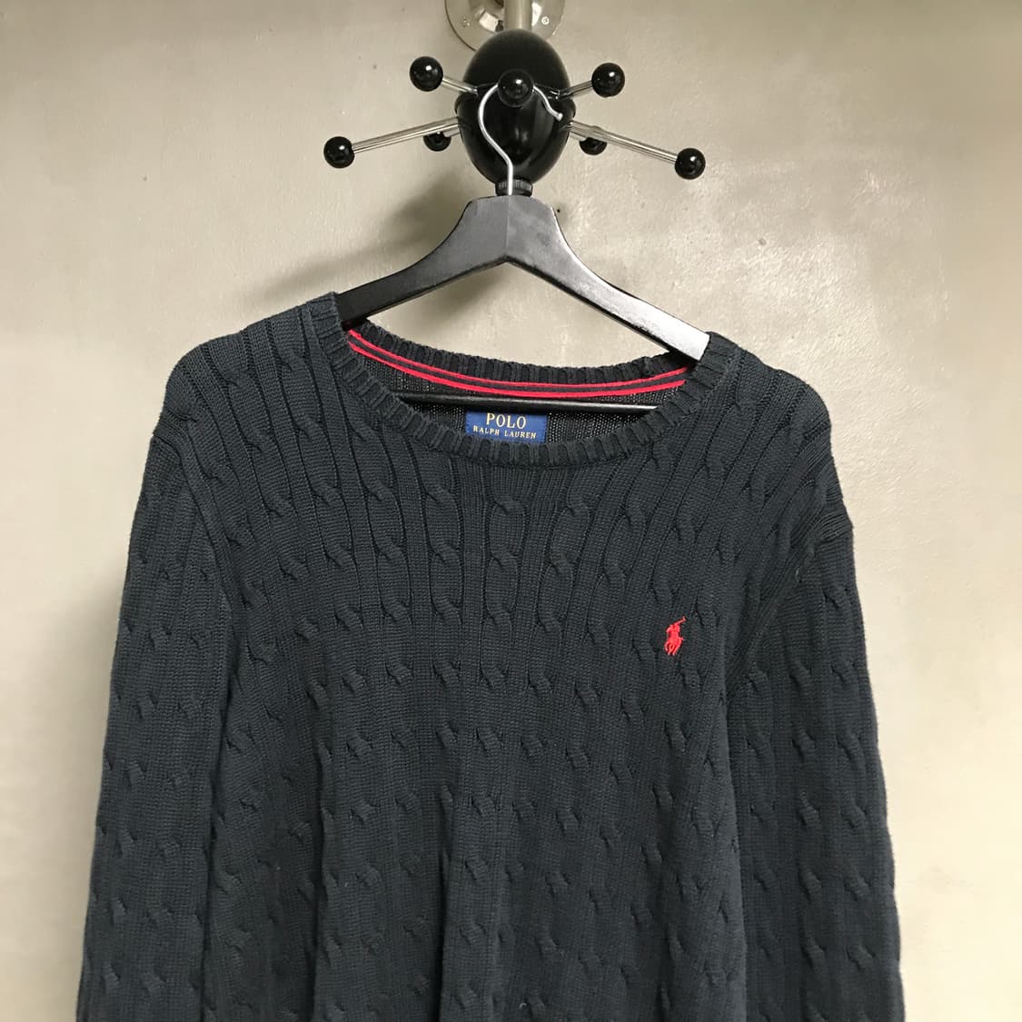 폴로 랄프로렌 케이블 니트 블랙 XL 상품이미지2