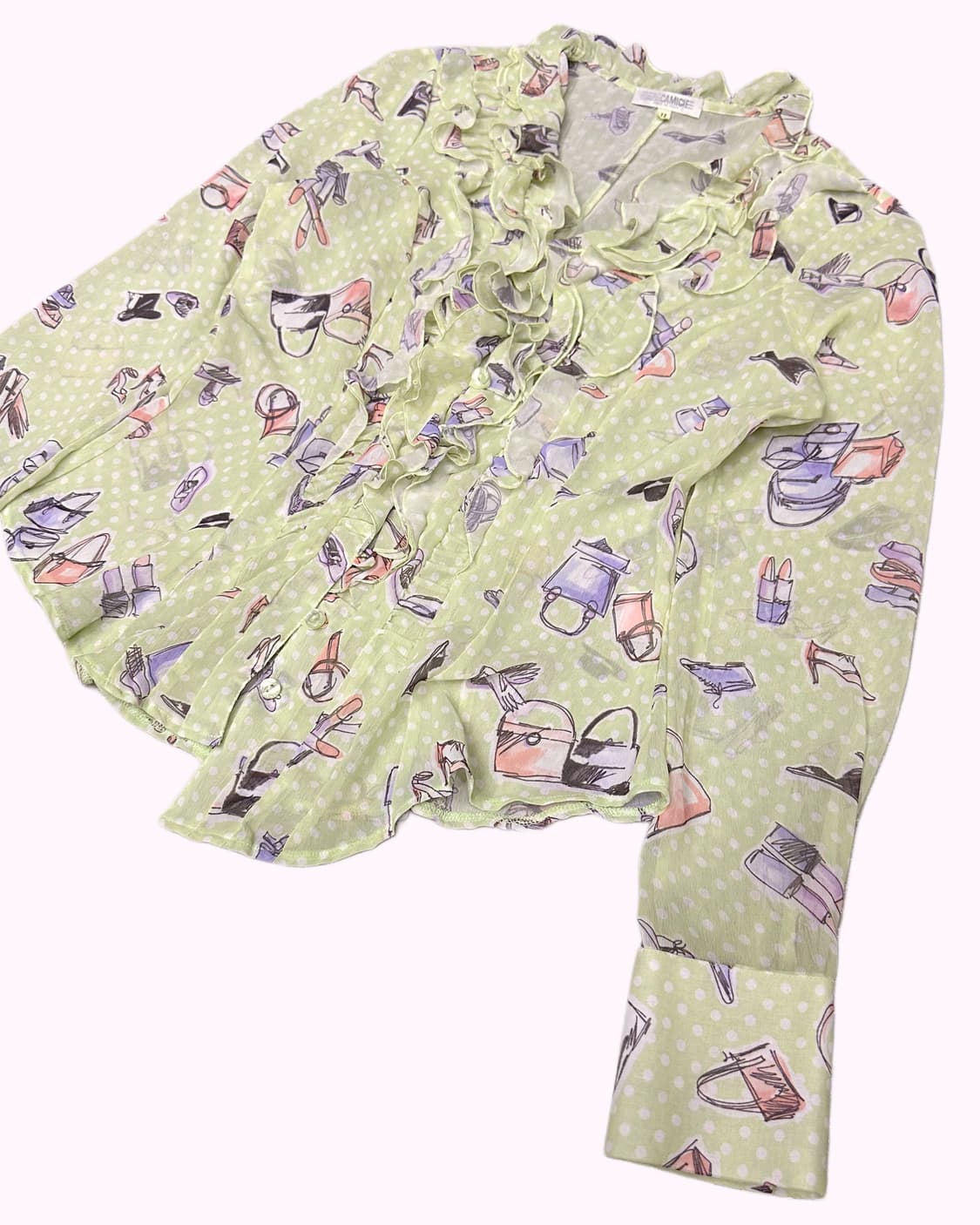 kitsch pattern green blouse 상품이미지3