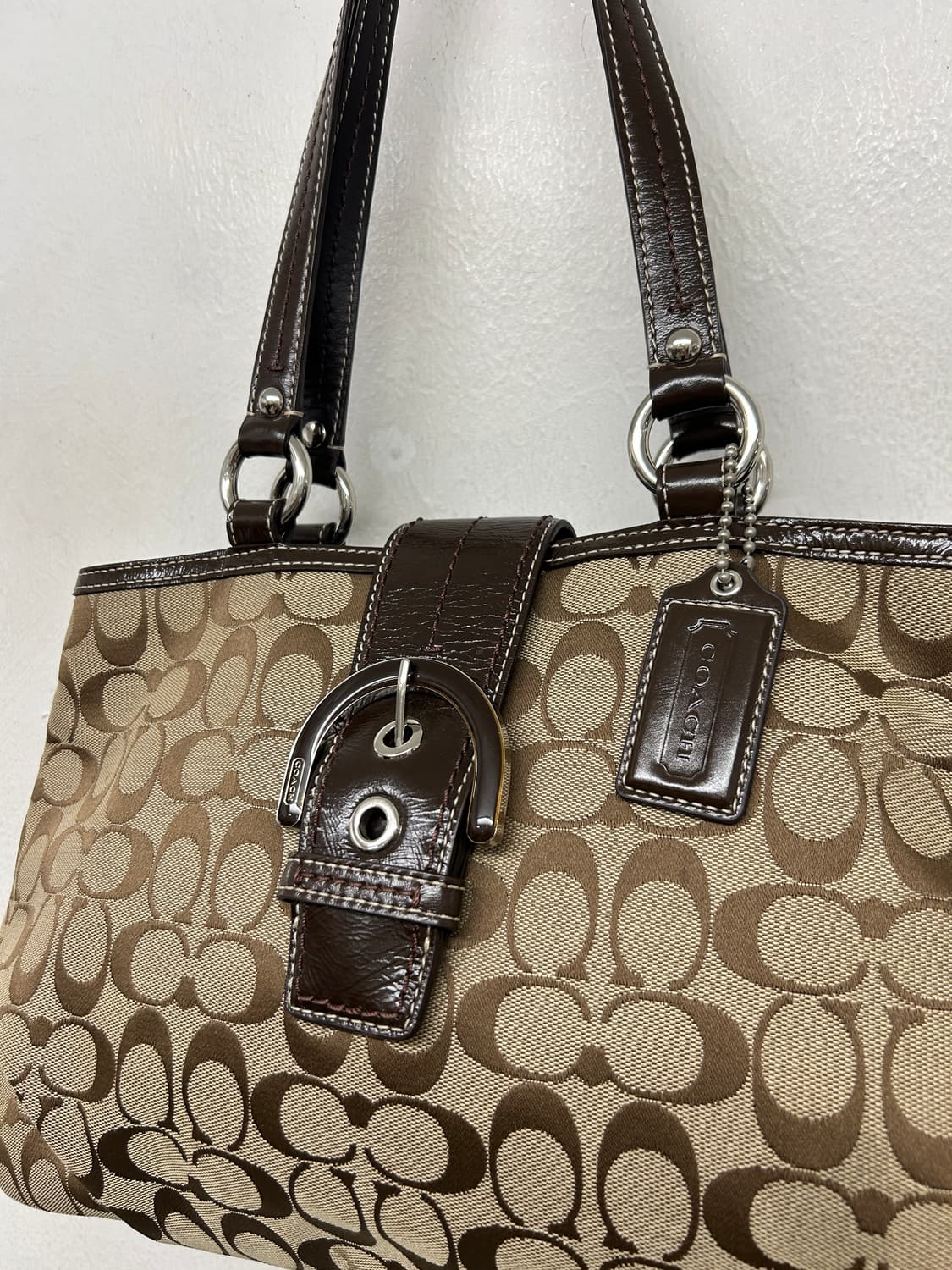 빈티지 코치 시그니처 숄더백 브라운 상품이미지4