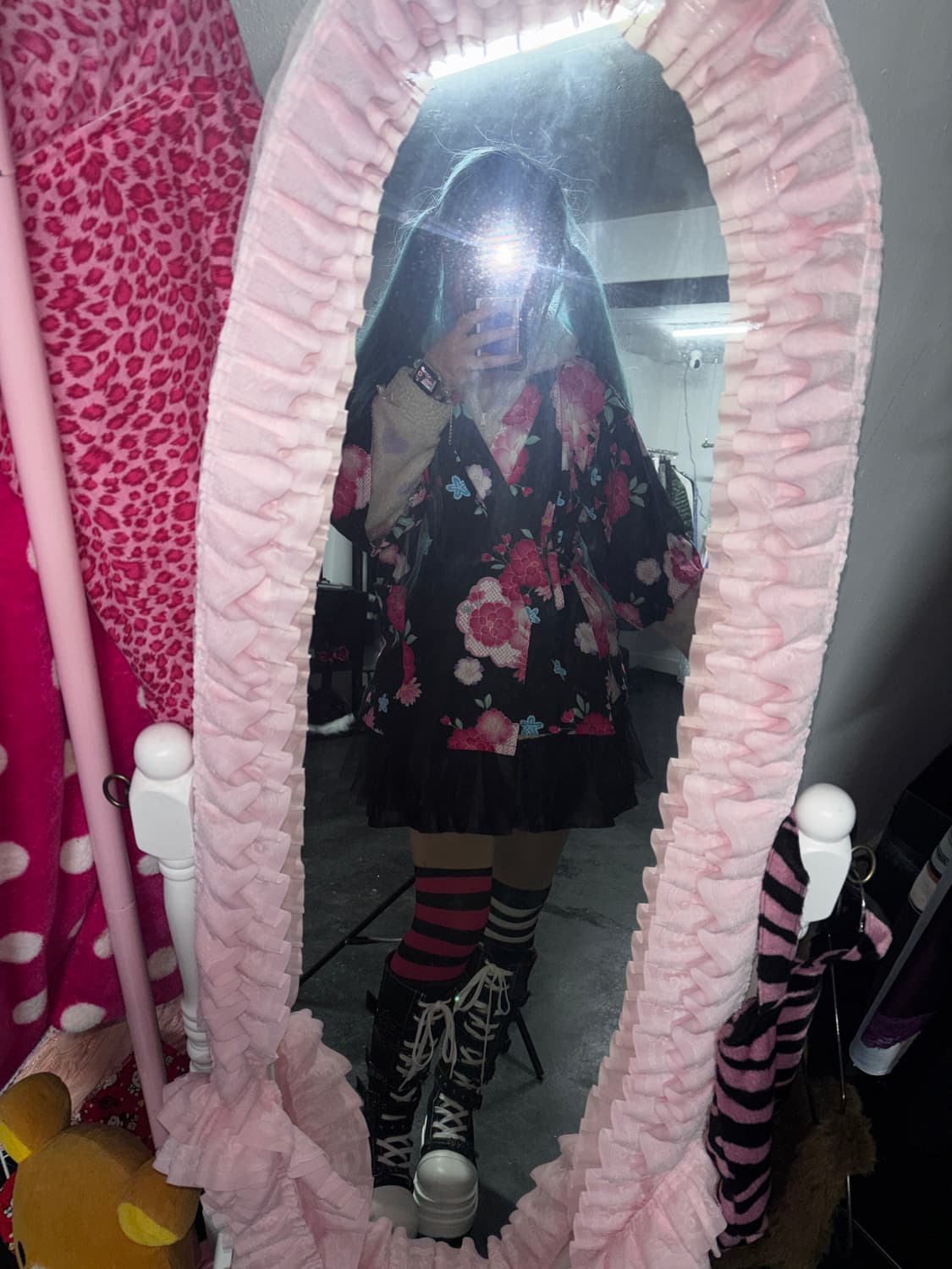 핑크 플라워 패턴 하오리 가디건 상품이미지3