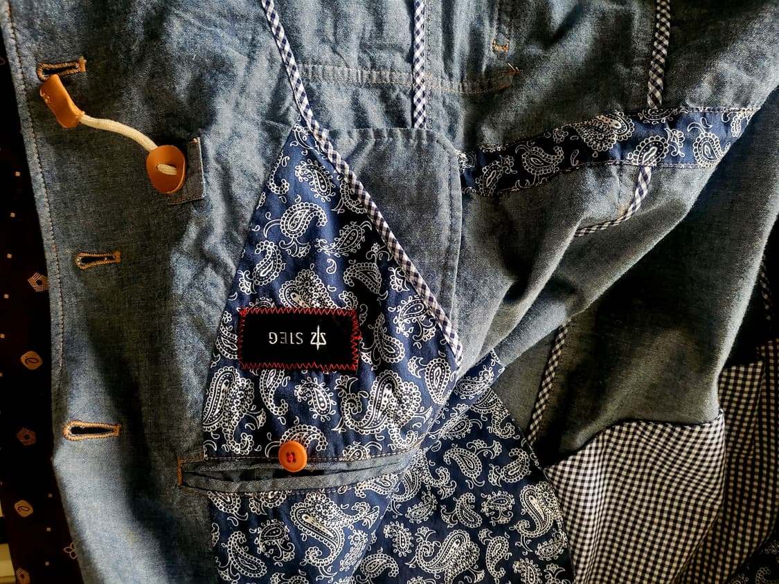 [미착용 택달린 새상품] SIEG 소가죽배색 데님 면 자켓 상품이미지5