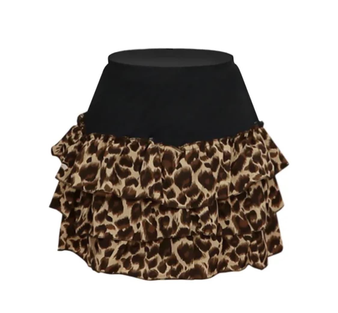 갸루 호피 프릴 미니스커트 상품이미지2