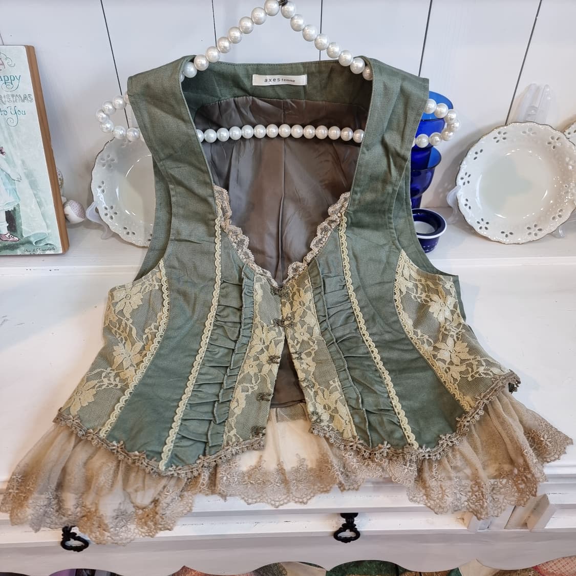 axes femme 레이스 베스트 빈티지 스타일 상품이미지1