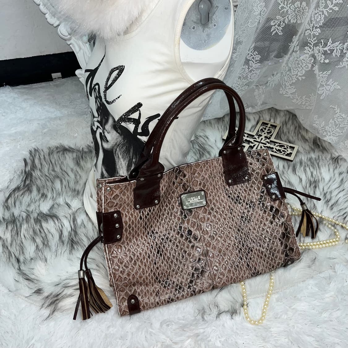 Nicole miller 파에톤 브라운 글로시 백 상품이미지1