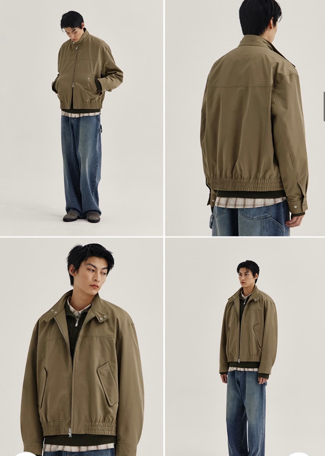키뮤어 베이지 블루종 봄버 바람막이 점퍼 릴렉스드 카멜 미니멀 M 95 상품이미지2