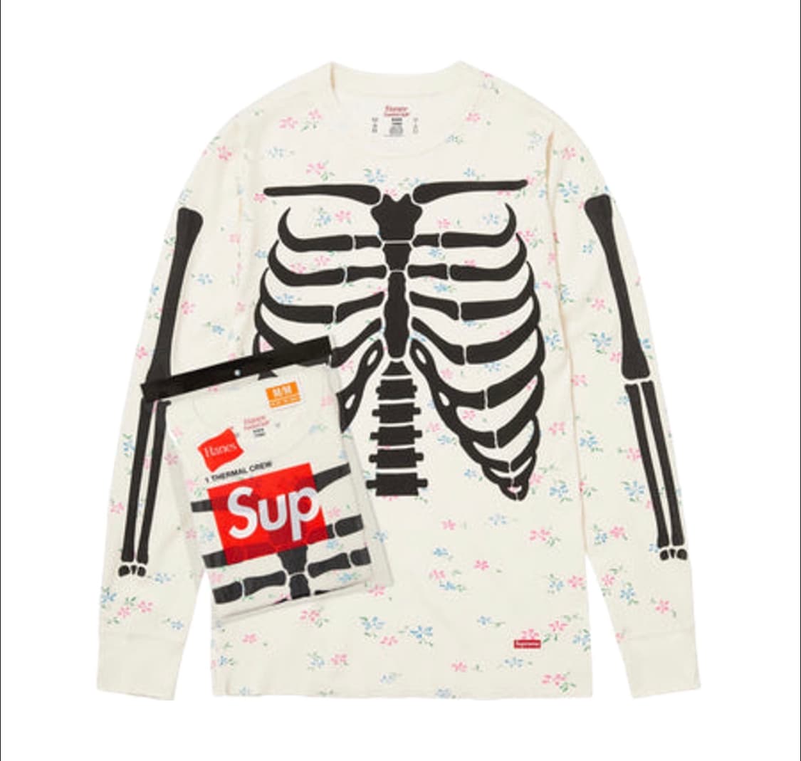 (새상품) 슈프림 헤인즈 본즈 써멀 크루 플로럴 상품이미지1