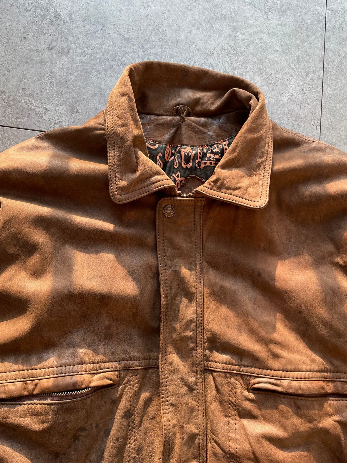 브라운 소가죽 봄버자켓 상품이미지3