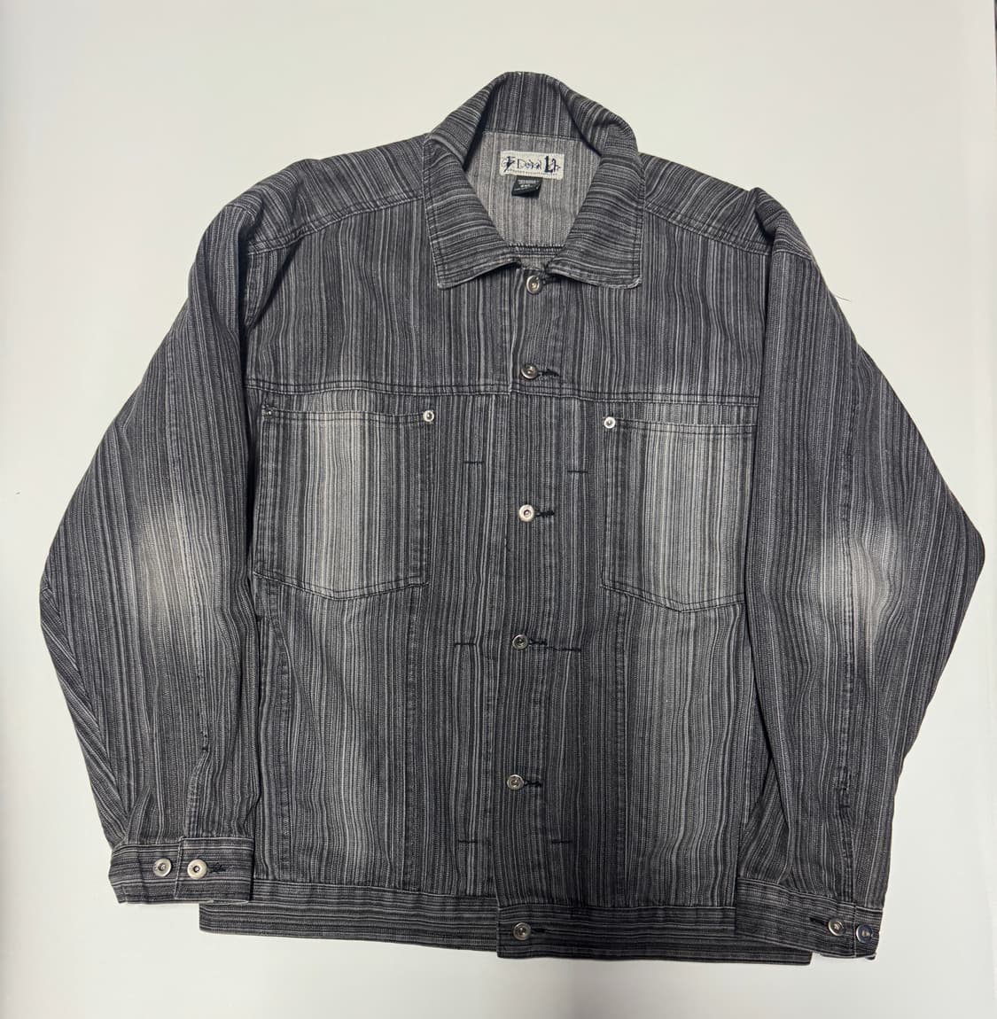 희귀!! 90s y2k 빈티지 godbody 스트라이프 데님 자켓 2XL 상품이미지1