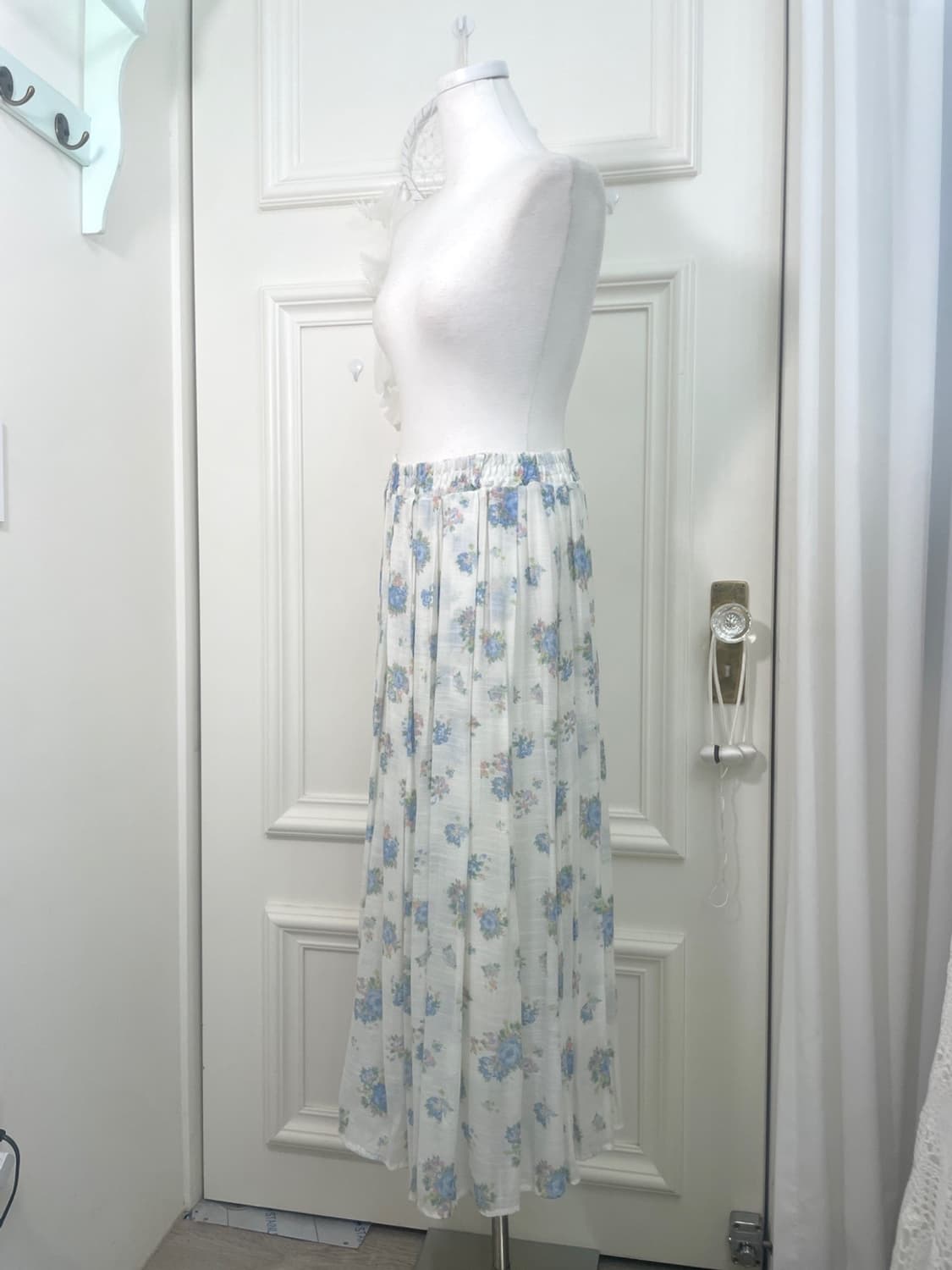 blue flower summer long banding skirt 상품이미지2