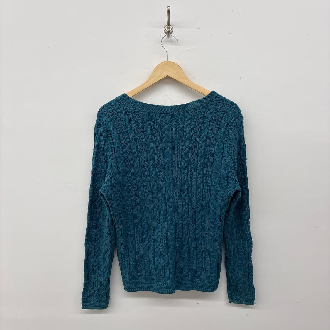 L.L.Bean 케이블 니트 가디건 청록색 여성 M 상품이미지6