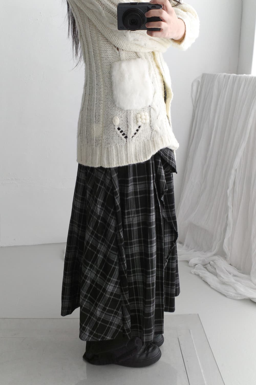 check frill layerd wrap skirt  상품이미지8