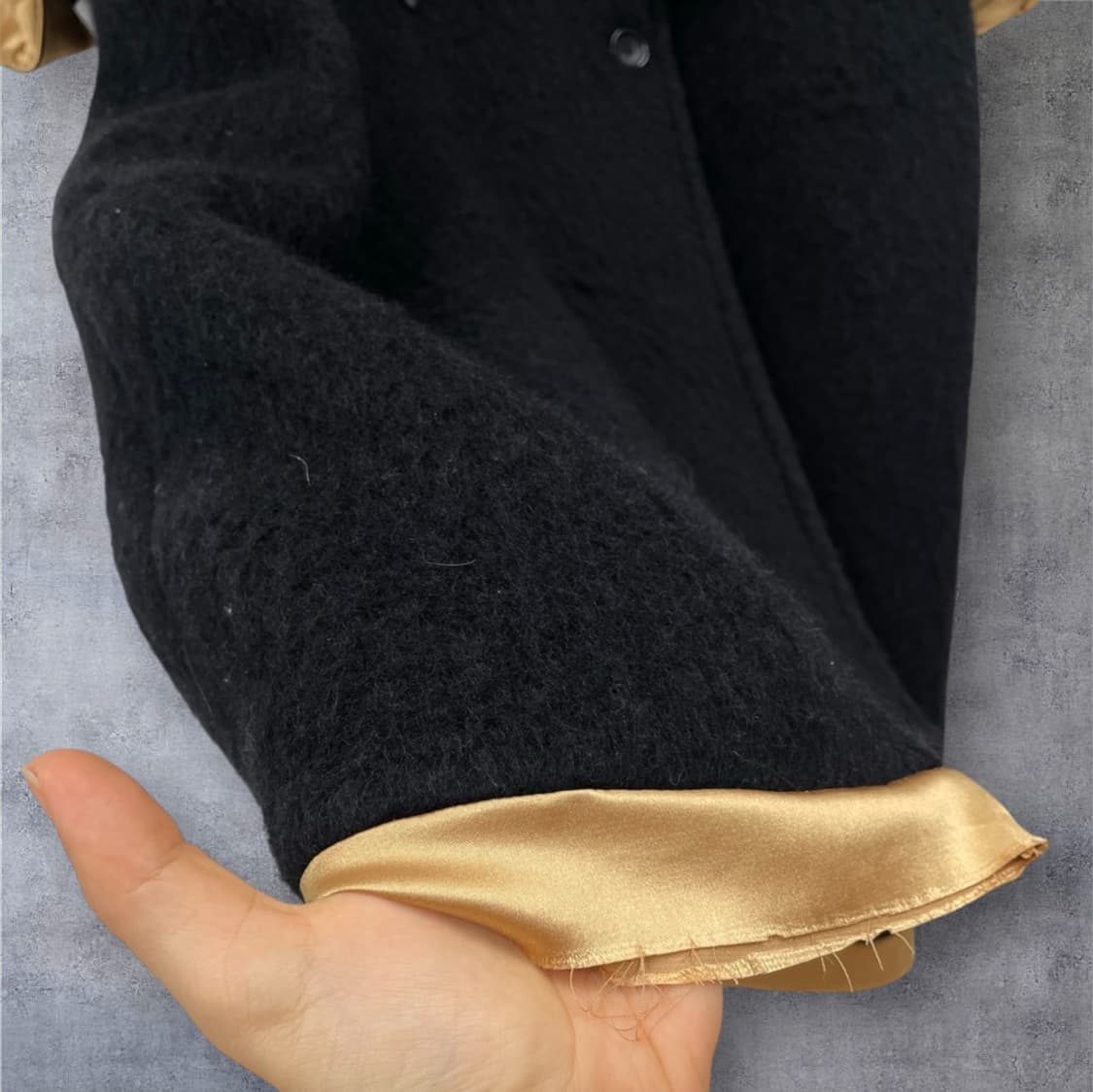 미하라 야스히로  블랙 더블 브레스티드 울 롱 코트 M 상품이미지10