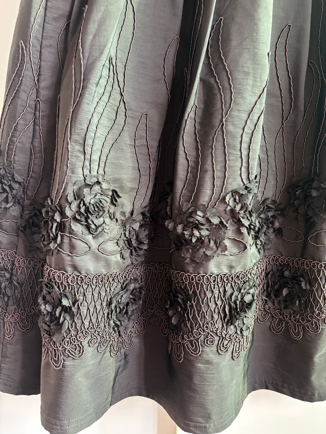 빈티지 블랙 꽃무늬 A라인 스커트 상품이미지2