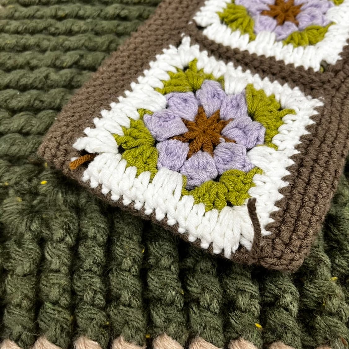 빈티지 코지 모리 플라워 뜨개 클로버 키링 니트 미니 크로스백 K0161 상품이미지5