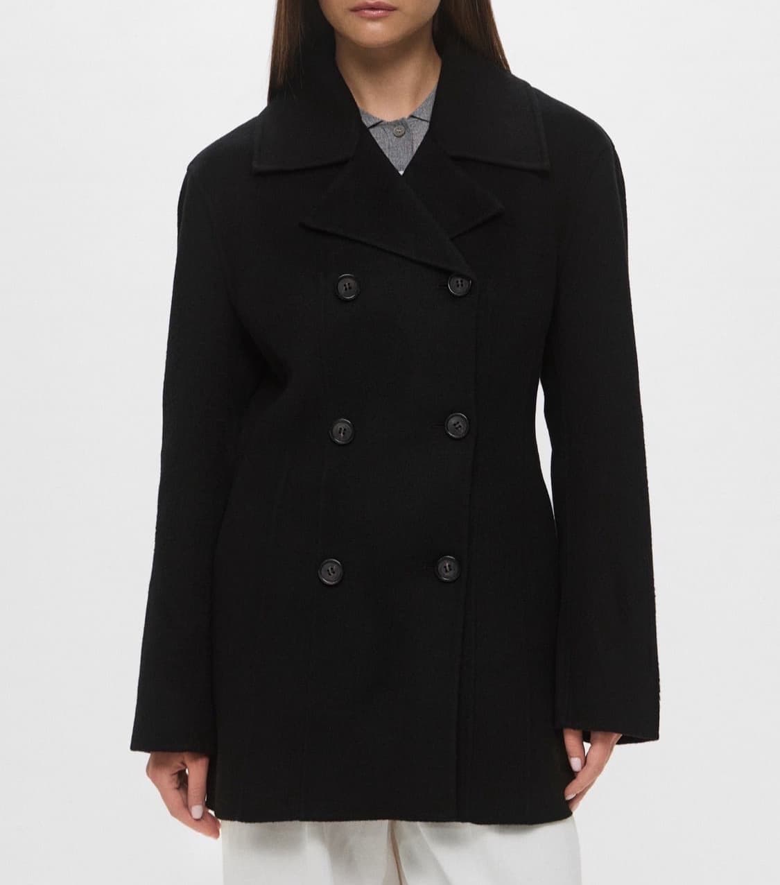 토템 울 하프 더블 코트 블랙 36 상품이미지1